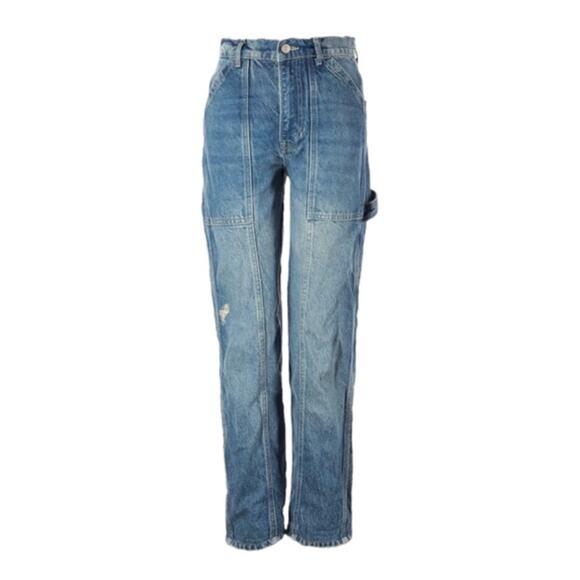 Reformation Denim Kealy Carpenter Utility Jeans 30 High Rise Relaxed Straight - Picture 13 of 13